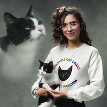 Load image into Gallery viewer, Childless Cat Ladies Against Fascism Unisex Sweatshirt