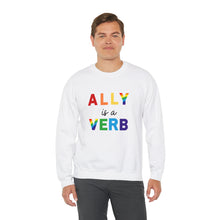 Load image into Gallery viewer, Ally is a Verb Rainbow Unisex Sweatshirt