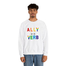 Load image into Gallery viewer, Ally is a Verb Rainbow Unisex Sweatshirt