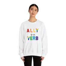Load image into Gallery viewer, Ally is a Verb Rainbow Unisex Sweatshirt