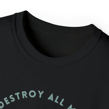 Load image into Gallery viewer, Close up of the ribbed neckline of the black Medusa t-shirt