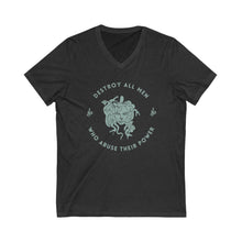 Load image into Gallery viewer, Medusa Destroy All Men Unisex V-Neck Tee