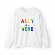 Load image into Gallery viewer, Ally is a Verb Rainbow Unisex Sweatshirt
