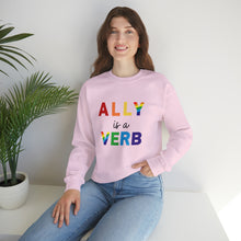 Load image into Gallery viewer, Ally is a Verb Rainbow Unisex Sweatshirt