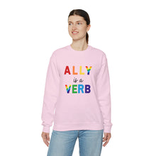 Load image into Gallery viewer, Ally is a Verb Rainbow Unisex Sweatshirt