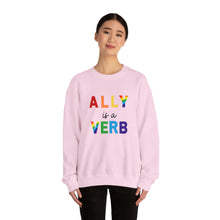 Load image into Gallery viewer, Ally is a Verb Rainbow Unisex Sweatshirt
