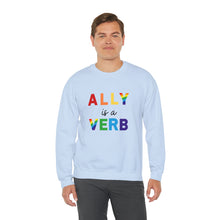 Load image into Gallery viewer, Ally is a Verb Rainbow Unisex Sweatshirt