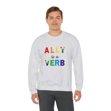 Load image into Gallery viewer, Ally is a Verb Rainbow Unisex Sweatshirt
