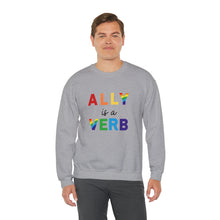 Load image into Gallery viewer, Ally is a Verb Rainbow Unisex Sweatshirt