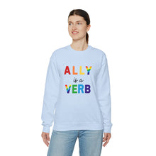 Load image into Gallery viewer, Ally is a Verb Rainbow Unisex Sweatshirt