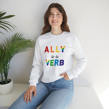 Load image into Gallery viewer, Ally is a Verb Rainbow Unisex Sweatshirt