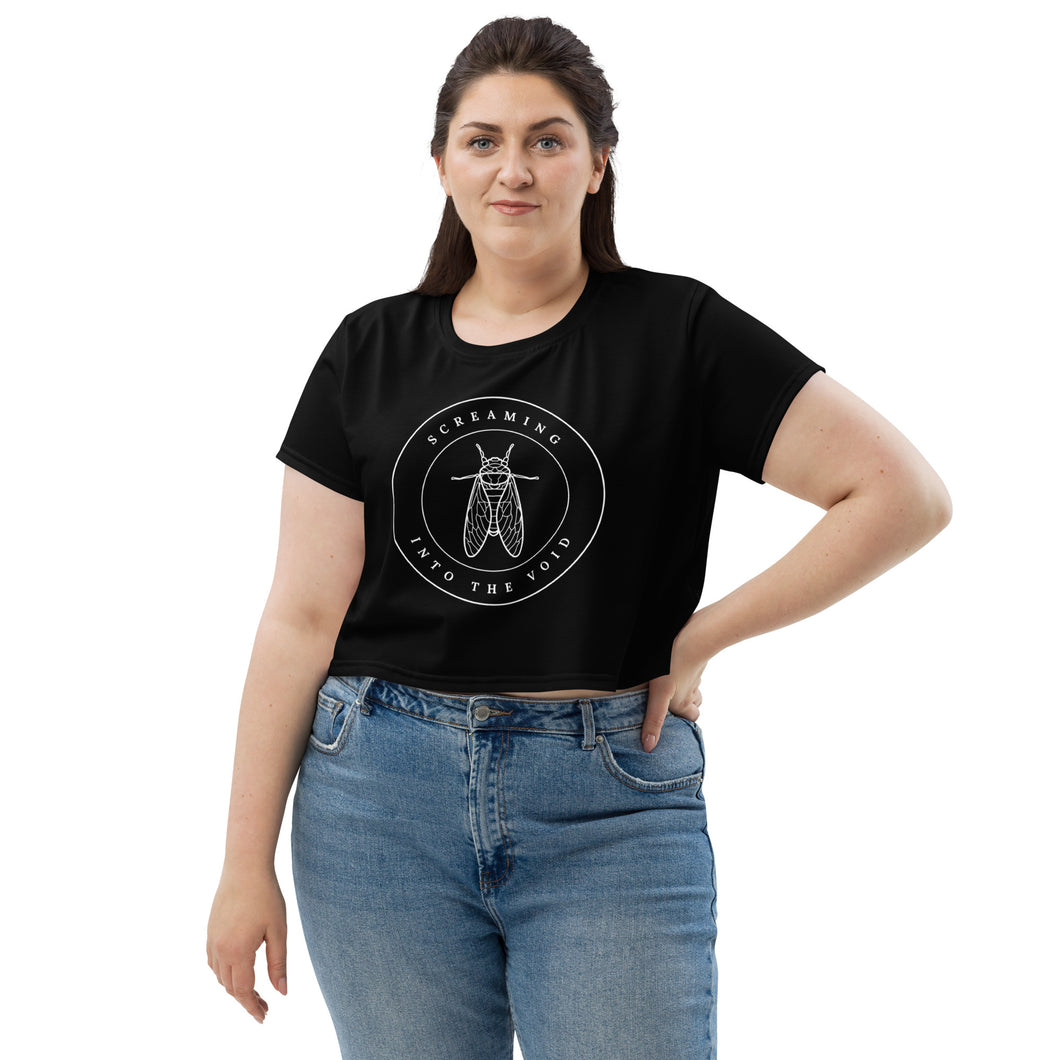 Screaming Into The Void Black Crop Tee