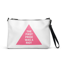 Load image into Gallery viewer, The First Pride Was A Riot Pink Triangle Crossbody Bag