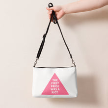 Load image into Gallery viewer, The First Pride Was A Riot Pink Triangle Crossbody Bag