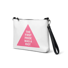 Load image into Gallery viewer, The First Pride Was A Riot Pink Triangle Crossbody Bag