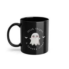 Load image into Gallery viewer, Thick Thighs Spooky Vibes Black Coffee Cup