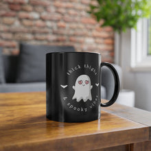 Load image into Gallery viewer, Thick Thighs Spooky Vibes Black Coffee Cup