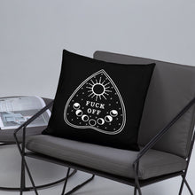 Load image into Gallery viewer, Fuck Off Ouiji Planchette Pillow in Black & White