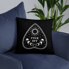Load image into Gallery viewer, Fuck Off Ouiji Planchette Pillow in Black & White