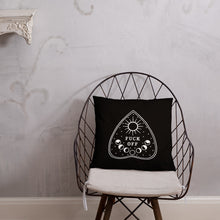 Load image into Gallery viewer, Fuck Off Ouiji Planchette Pillow in Black & White