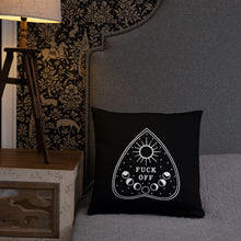 Load image into Gallery viewer, Fuck Off Ouiji Planchette Pillow in Black & White