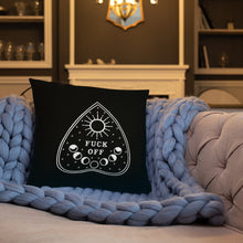 Load image into Gallery viewer, Fuck Off Ouiji Planchette Pillow in Black & White