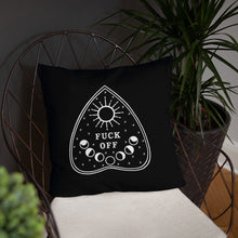 Load image into Gallery viewer, Fuck Off Ouiji Planchette Pillow in Black & White