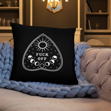 Load image into Gallery viewer, Fuck Off Ouiji Planchette Pillow in Black & White