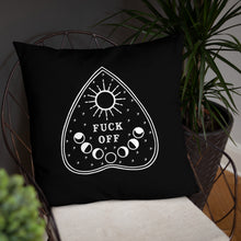 Load image into Gallery viewer, Fuck Off Ouiji Planchette Pillow in Black & White