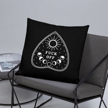 Load image into Gallery viewer, Fuck Off Ouiji Planchette Pillow in Black & White