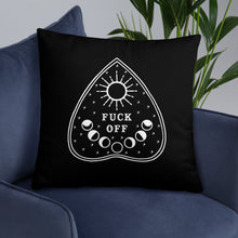 Load image into Gallery viewer, Fuck Off Ouiji Planchette Pillow in Black & White