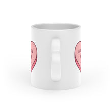 Load image into Gallery viewer, Love is a Verb Heart-Shaped Mug