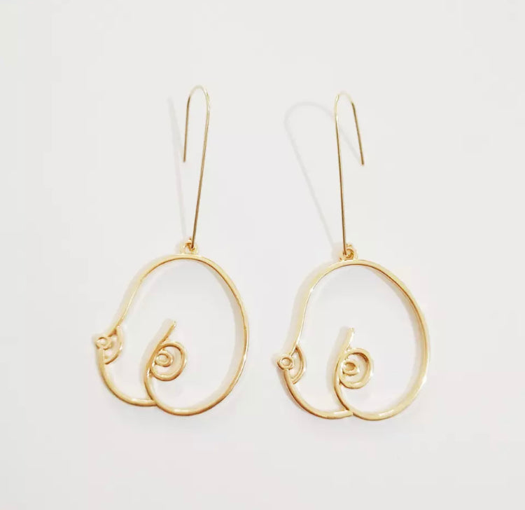 Gold Boob Earrings