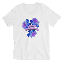 Load image into Gallery viewer, Trans is Beautiful  V-Neck Unisex T-Shirt