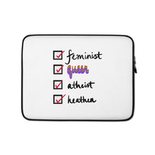 Load image into Gallery viewer, Feminist, Queer, Atheist, Heathen Laptop Sleeve