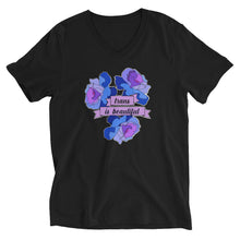 Load image into Gallery viewer, Trans is Beautiful  V-Neck Unisex T-Shirt