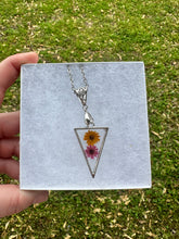 Load image into Gallery viewer, Orange &amp; Pink Floral Triangle Necklace
