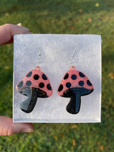 Load image into Gallery viewer, Large Pink &amp; Black Mushroom Earrings
