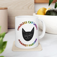 Load image into Gallery viewer, Childless Cat Ladies Against Fascism Mug
