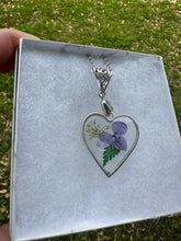 Load image into Gallery viewer, Purple, Green, &amp; White Floral Heart Necklace
