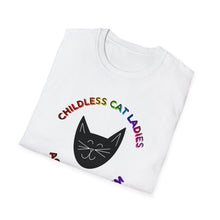 Load image into Gallery viewer, Childless Cat Ladies Against Fascism Unisex T-Shirt
