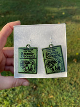 Load image into Gallery viewer, Dark Green Handbook of the Recently Deceased Earrings
