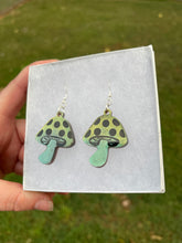 Load image into Gallery viewer, Small Green Mushroom Earrings

