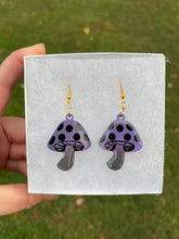 Load image into Gallery viewer, Small Purple &amp; Black Mushroom Earrings

