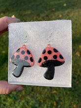 Load image into Gallery viewer, Large Pink &amp; Black Mushroom Earrings
