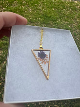 Load image into Gallery viewer, Orange &amp; Purple Floral Triangle Necklace
