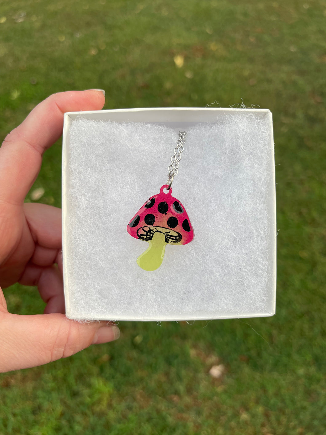 Red and Green Mushroom Necklace