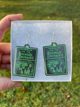 Load image into Gallery viewer, Black &amp; Green Handbook of the Recently Deceased Earrings
