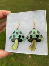 Load image into Gallery viewer, Large Green Mushroom Earrings
