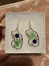 Load image into Gallery viewer, Purple &amp; Green Floral Body Earrings
